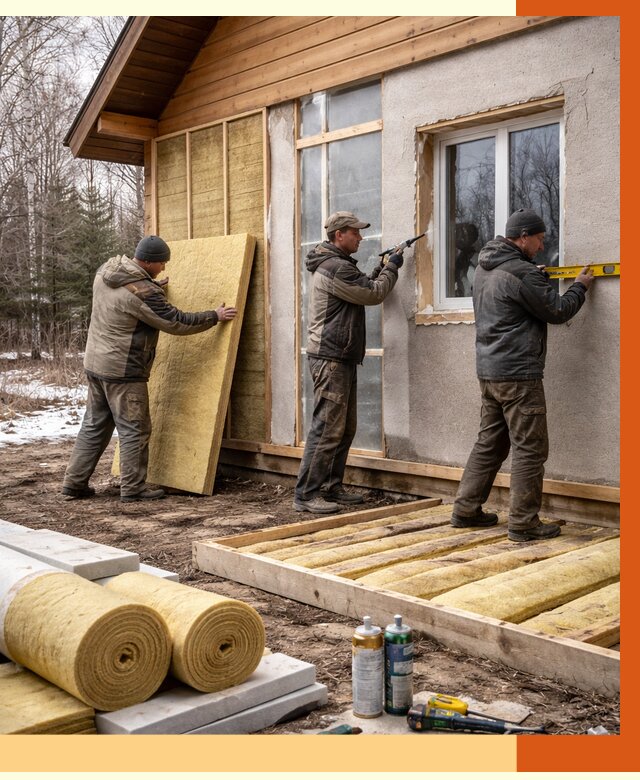 Утепление дачного дома в Карабулаке от 4906 руб/м2 — недорого | ТепломастерКрб