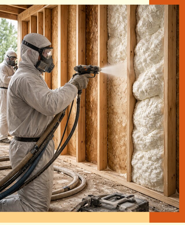 Утепление каркасного дома ППУ в Карабулаке от 2892 руб./м2 — работа под ключ | ТепломастерКрб