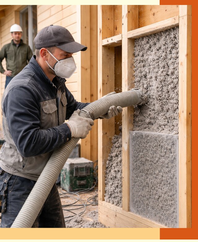 Утепление дома из бруса эковатой в Карабулаке от 1911 руб/м2 | ТепломастерКрб
