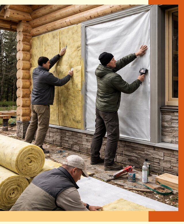 Утепление бревенчатого дома в Карабулаке от 7902 руб/м2 — заказать под ключ | ТепломастерКрб