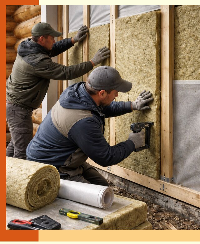 Утепление бревенчатого дома под ключ в Карабулаке