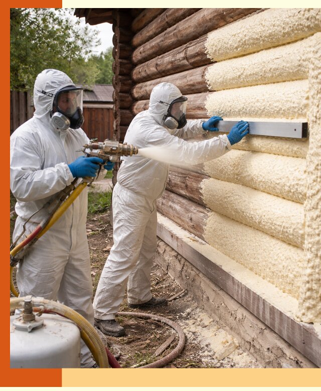 Утепление бревенчатого дома ППУ в Карабулаке эффективной изоляцией