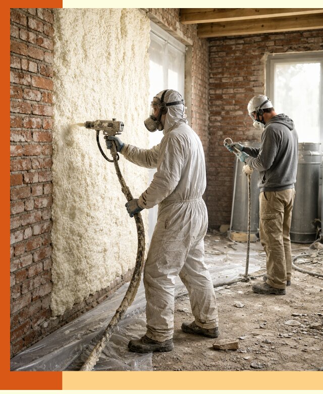 Утепление кирпичного дома пенополиуретаном в Карабулаке