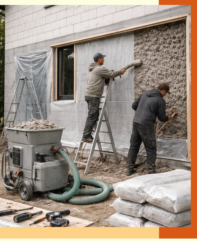 Утепление дома из газобетона эковатой в Карабулаке от 4648 руб./м2 | ТепломастерКрб