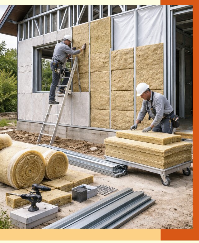 Утепление дома из ЛСТК в Карабулаке от 5371 руб./м² — профессионально | ТепломастерКрб