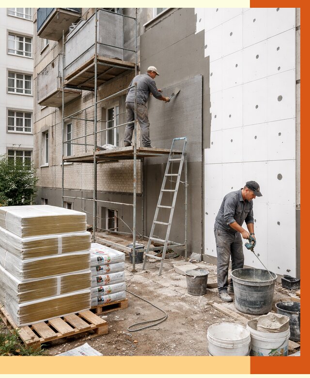 Утепление квартиры снаружи в Карабулаке от 6352 руб/м2 под ключ | ТепломастерКрб