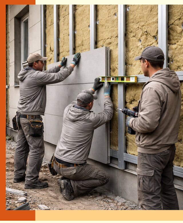 Утепление вентилируемого фасада под ключ в Карабулаке