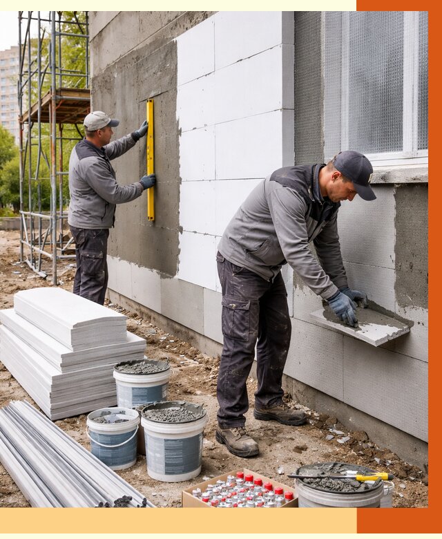 Утепление фасада и стен снаружи в Карабулаке от 4338 руб. | ТепломастерКрб