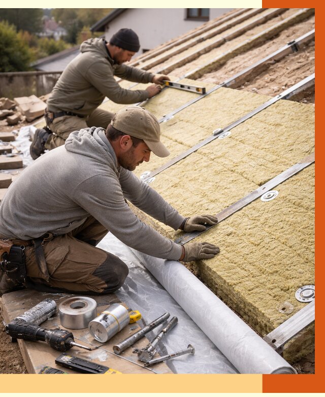 Утепление крыши снаружи в Карабулаке под ключ от 1239 руб./м2 | ТепломастерКрб