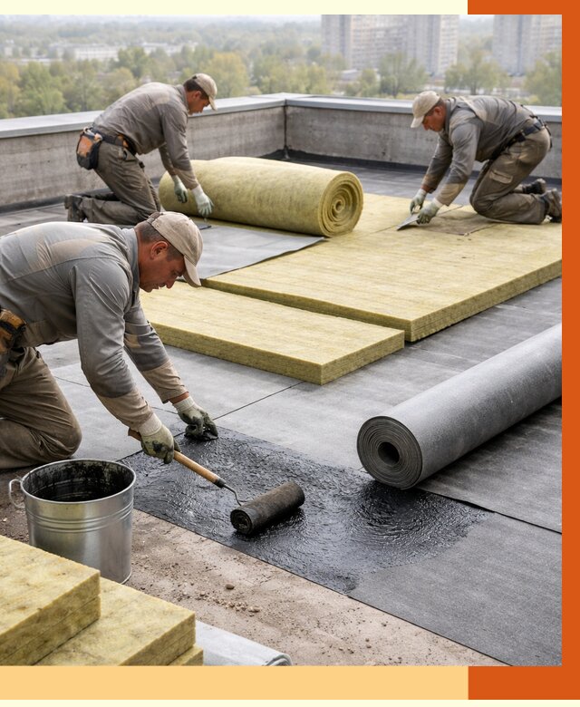 Утепление плоской крыши в Карабулаке от 7437 руб./м2 под ключ | ТепломастерКрб