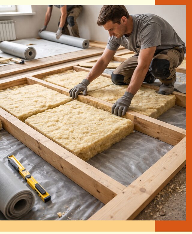 Утепление деревянного пола в Карабулаке от 1549 руб./м2 под ключ | ТепломастерКрб