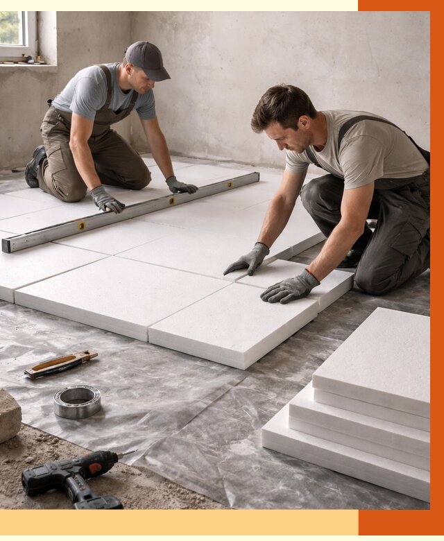 Утепление бетонного пола в Карабулаке от 2582 руб/м2 — монтаж и цена | ТепломастерКрб