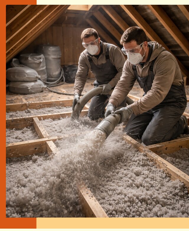 Утепление чердака эковатой в Карабулаке — быстро и надёжно