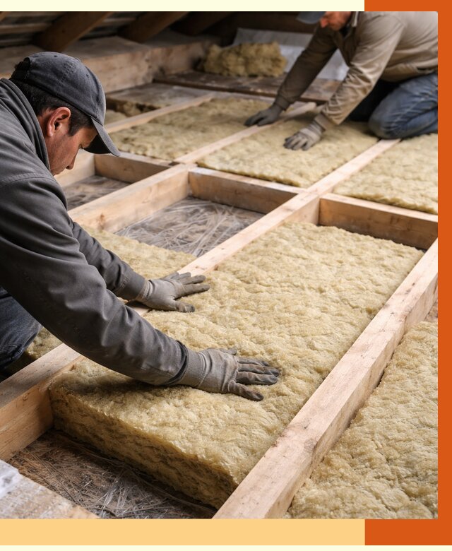 Утепление чердака минватой в Карабулаке от 3615 руб/м2 под ключ | ТепломастерКрб