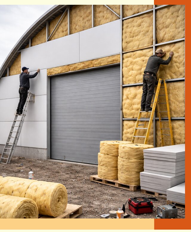 Утепление ангара пенополиуретаном в Карабулаке от 7437 руб./м² — комплекс от ТепломастерКрб