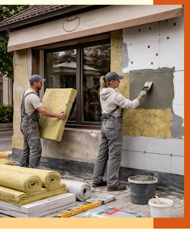 Утепление кафе в Карабулаке от 4338 руб/м2 — комплексно под ключ | ТепломастерКрб