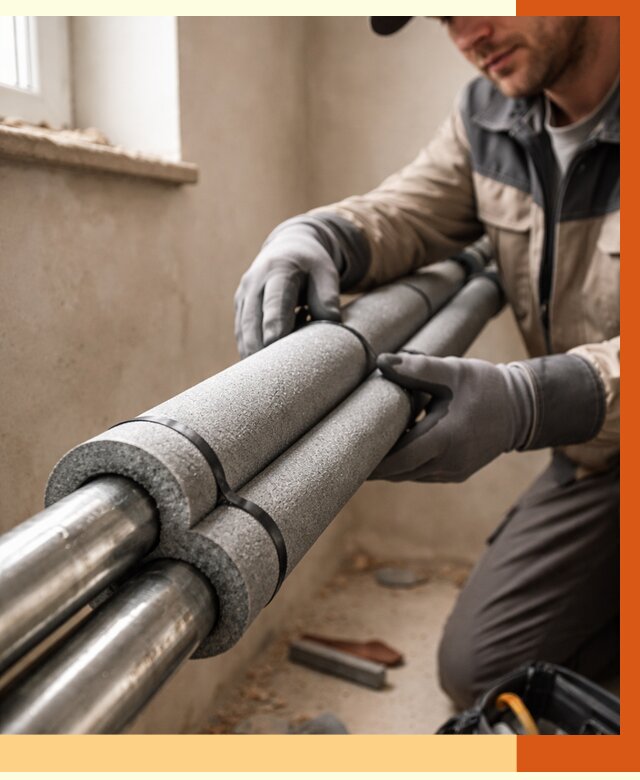 Утепление труб отопления в Карабулаке от 2944 руб. за м² — услуги под ключ | ТепломастерКрб