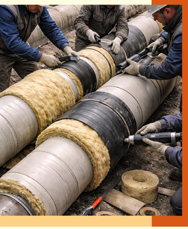 Утепление трубопровода в Карабулаке под ключ от 1911 руб. — надежно и выгодно | ТепломастерКрб