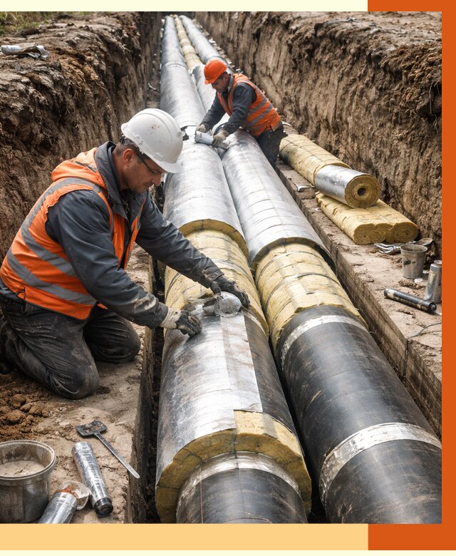 Утепление теплотрассы в Карабулаке от 4648 руб./м2 — ппу и комплексная изоляция | ТепломастерКрб