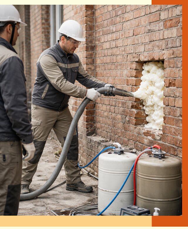 Заливка ППУ в пустоты кирпичной стены в Карабулаке от 2840 руб. | ТепломастерКрб