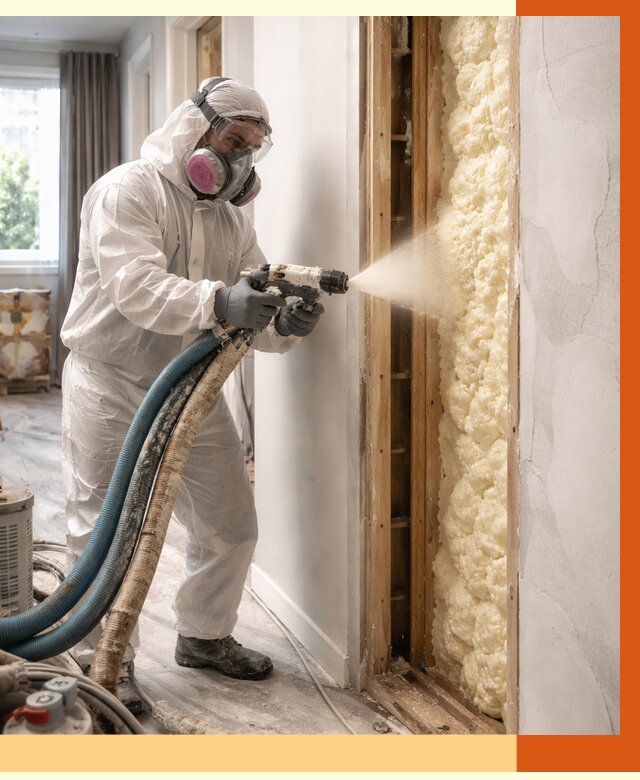 Межстеновое утепление ППУ в Карабулаке от 2840 руб/м2 — межстенное утепление под ключ | ТепломастерКрб