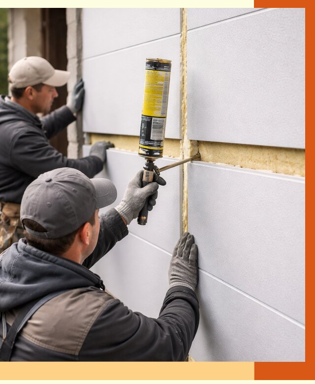 Утепление сэндвич панелей ППУ в Карабулаке от 4338 руб. за м2 | ТепломастерКрб