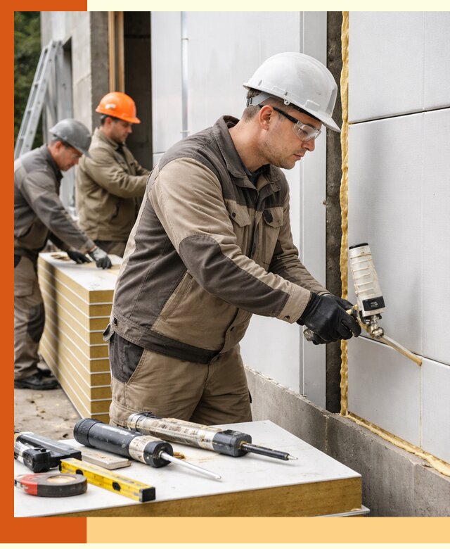 Утепление сэндвич-панелей пенополиуретаном в Карабулаке