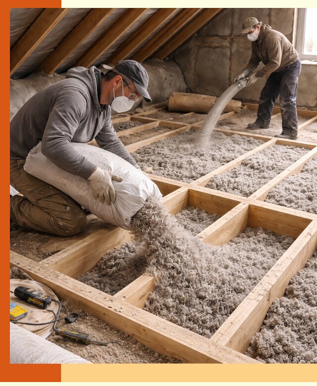 Заполнение полостей чердачного перекрытия в Карабулаке качественно и надёжно