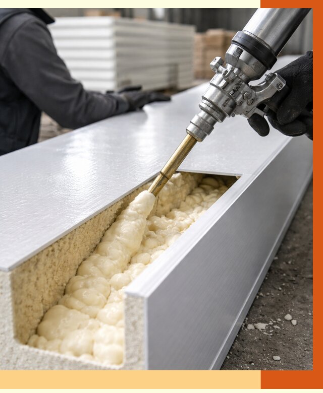 Заполнение пустот холодильных панелей в Карабулаке от 7747 руб. | ТепломастерКрб