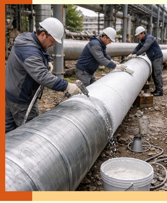 Утепление теплотрассы жидкой теплоизоляцией в Карабулаке