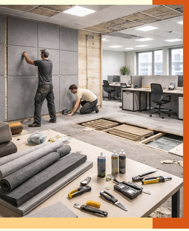 Профессиональная шумоизоляция офиса в Карабулаке от 6972 руб. за м2 | ТепломастерКрб