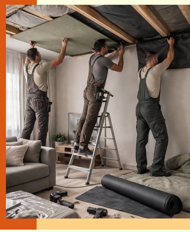 Шумоизоляция потолка в Карабулаке — профессиональное устранение шумов