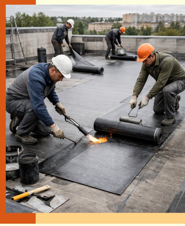 Профессиональная гидроизоляция плоской кровли в Карабулаке
