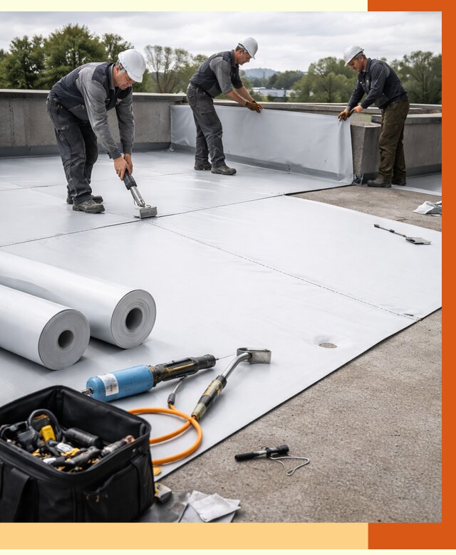 Гидроизоляция мембранной кровли в Карабулаке от 7747 руб./м² — профессионально | ТепломастерКрб