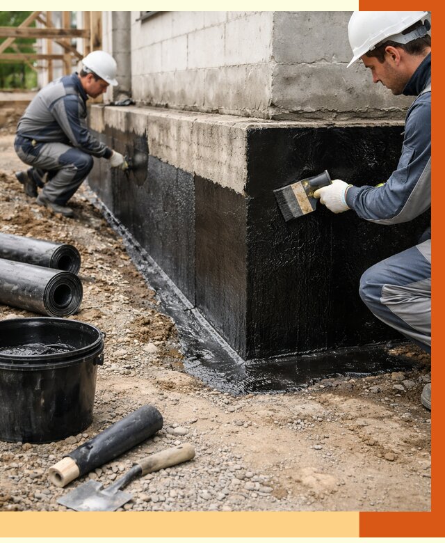 Гидроизоляция фундамента в Карабулаке от 1291 руб. — профессионально, под ключ | ТепломастерКрб