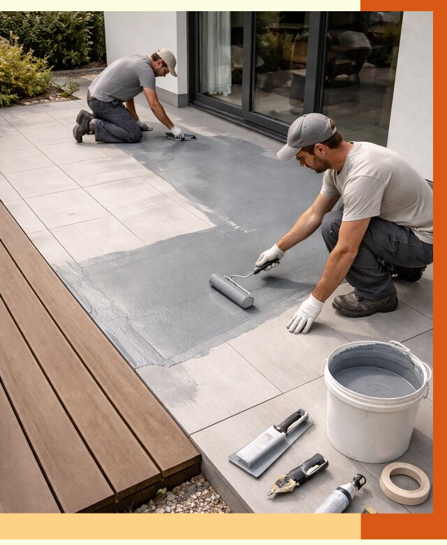 Гидроизоляция террасы в Карабулаке под ключ от 7747 руб./м² | ТепломастерКрб