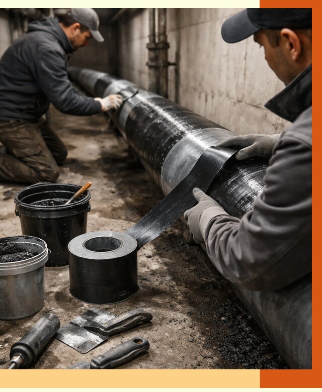 Гидроизоляция труб в Карабулаке от 2582 руб. — профессиональная герметизация | ТепломастерКрб