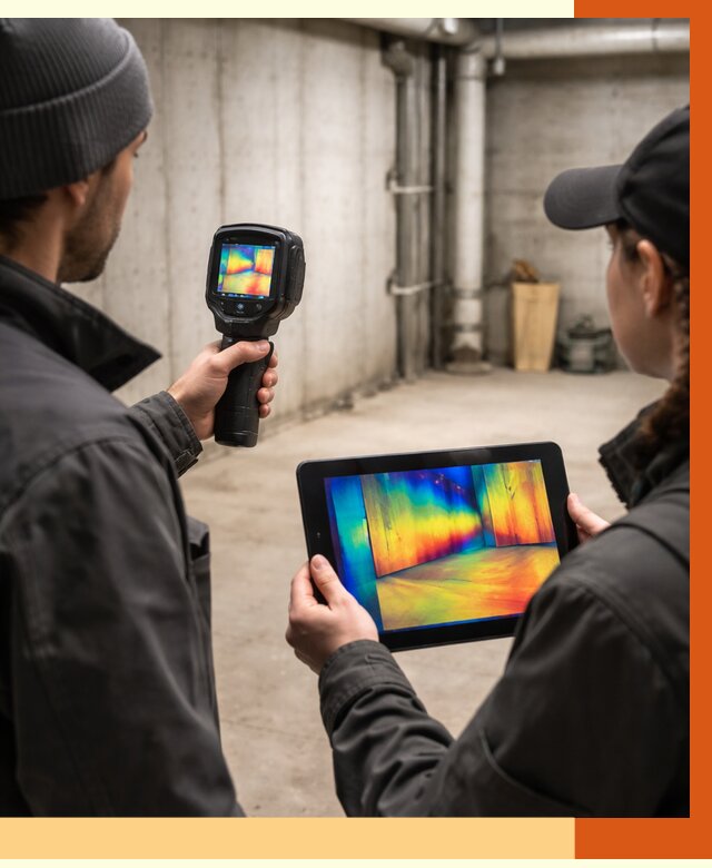 Тепловизионное обследование подвала в Карабулаке от 4648 руб. — проверка гидроизоляции | ТепломастерКрб