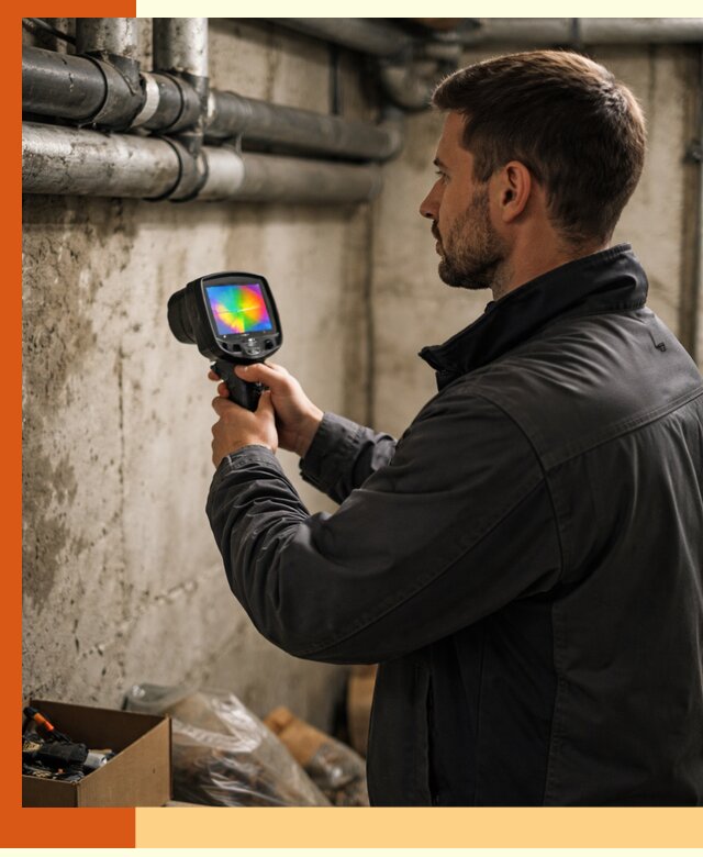 Тепловизионное обследование подвала в Карабулаке для поиска утечек тепла