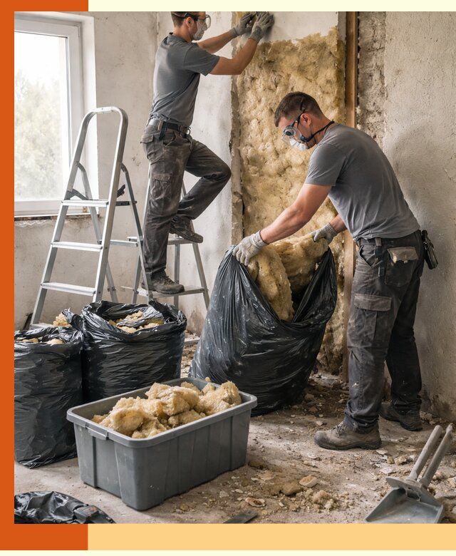 Демонтаж старого утеплителя и вывоз отходов в Карабулаке