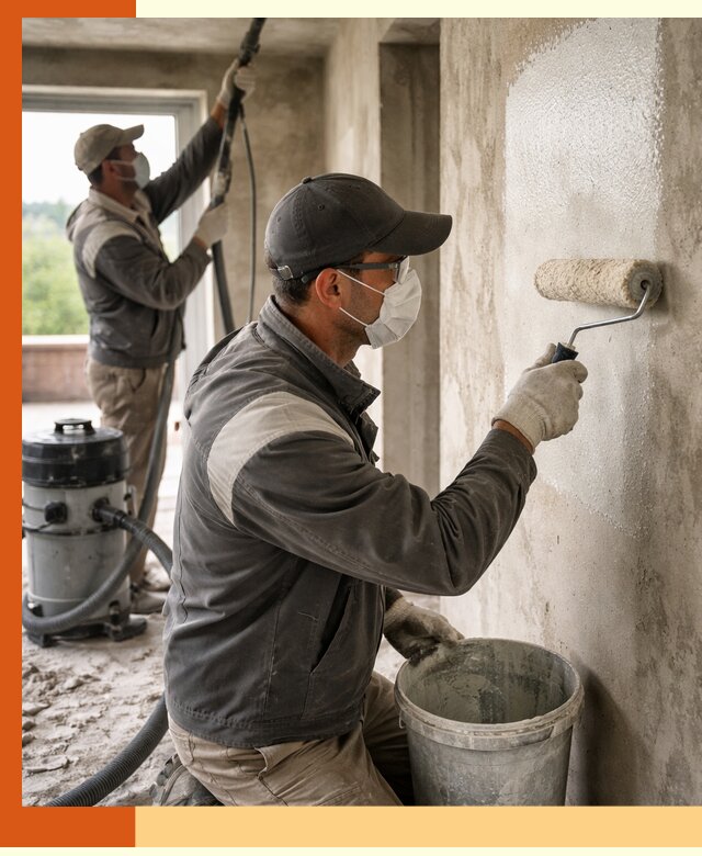 Подготовка поверхности под напыление утеплителя в Карабулаке