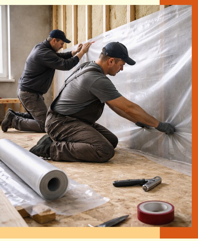 Монтаж пароизоляции в Карабулаке от 2582 руб. — установка и укладка под ключ | ТепломастерКрб