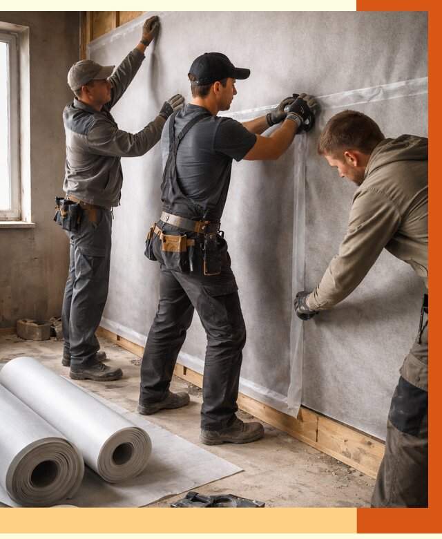 Монтаж ветроизоляции в Карабулаке от 4648 руб./м2 — профессионально | ТепломастерКрб