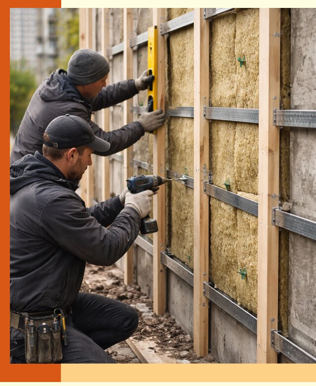 Монтаж обрешетки под утепление зданий и квартир в Карабулаке